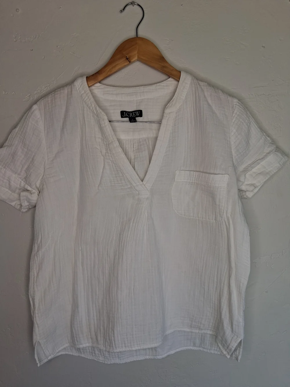 J.Crew Re-Imagined 100% Cotton Gauze Tunic Top White Sz S Coastal Boho